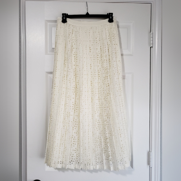 See by Chloe Lasercut pleated midi skirt in whisper white size 38/ US4 - Picture 4 of 16